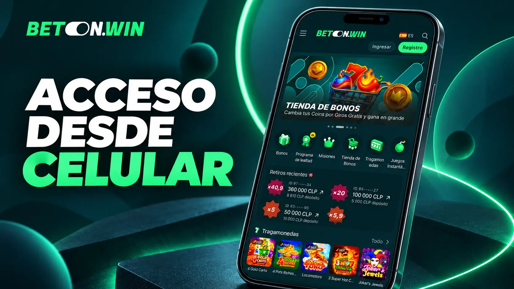 BetOnWin App y acceso al casino desde el celular